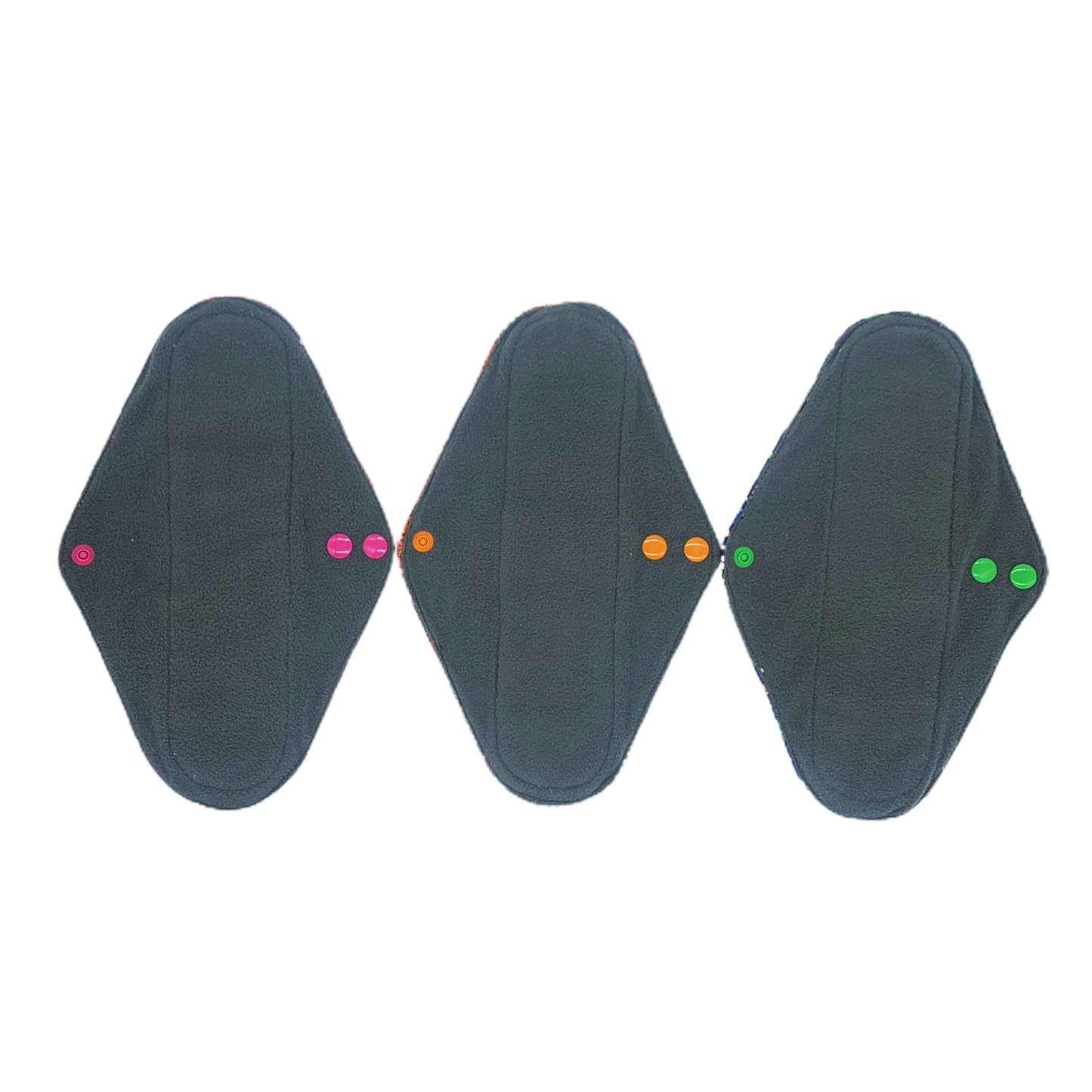 3 serviettes hygiéniques lavables côté verso en fibre de bambou avec 3 boutons à pression - Pussyfy
