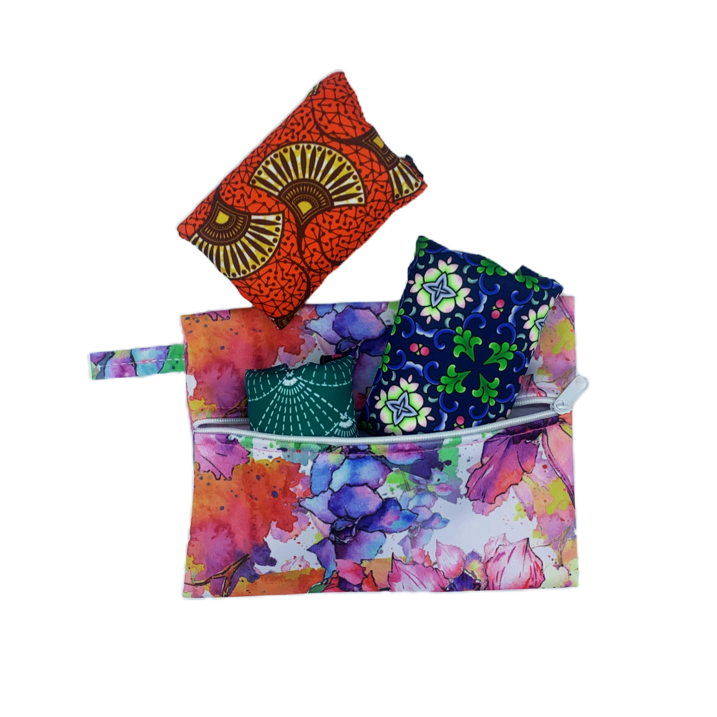 Pochette imperméable de transport côté tirette couleurs peps avec trois serviettes lavables plier à l'intérieur - Pussyfy